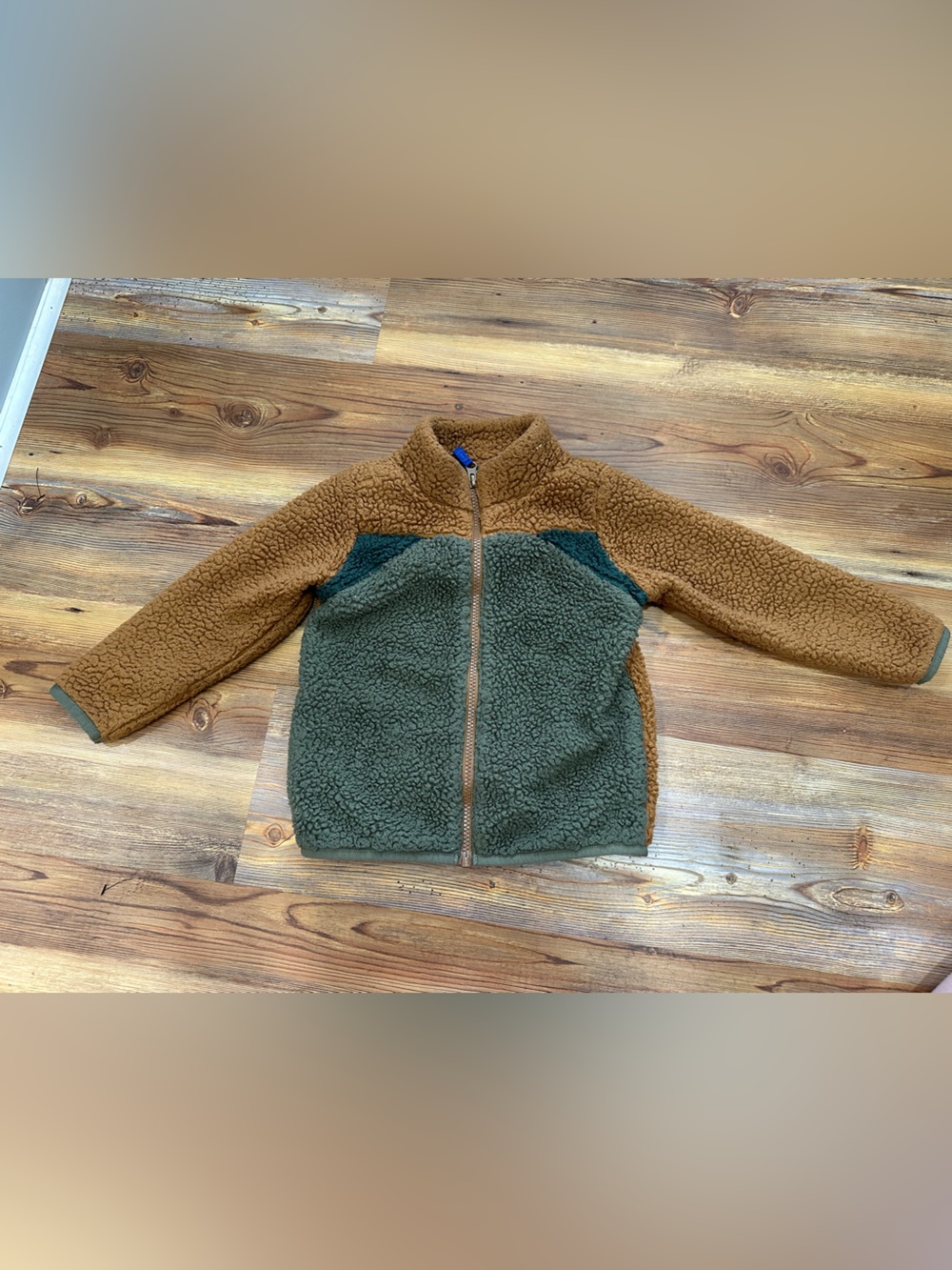 Carter's Brown and Green Colorblock Sherpa Zip Jacket 3T